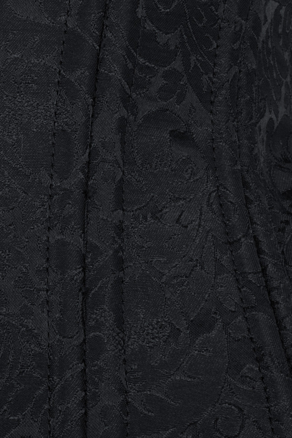 IVY skull busk underbust waist training corset in black brocade - skull busk close-up