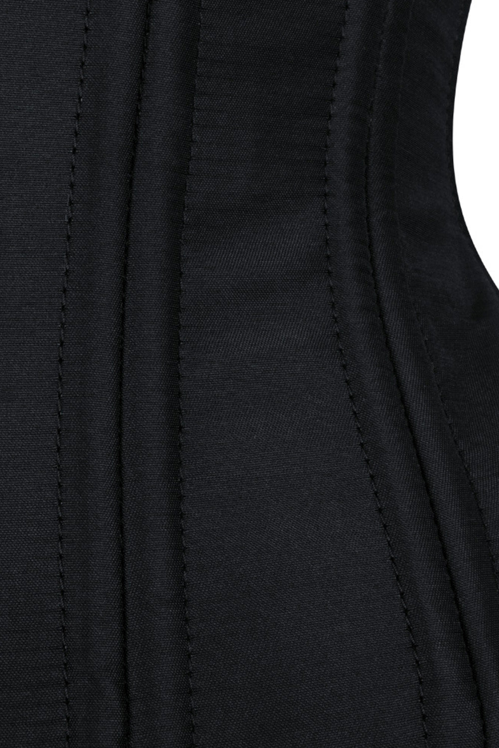 IVY skull busk underbust waist training corset in black taffeta - skull busk close-up