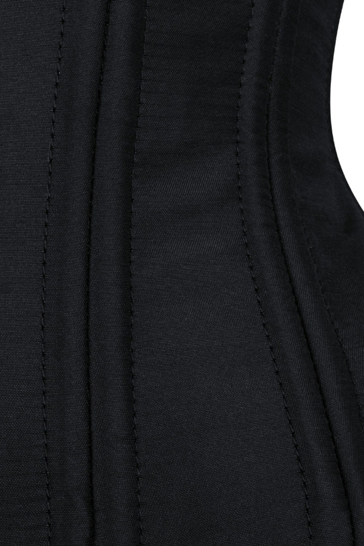 IVY skull busk underbust waist training corset in black taffeta - skull busk close-up