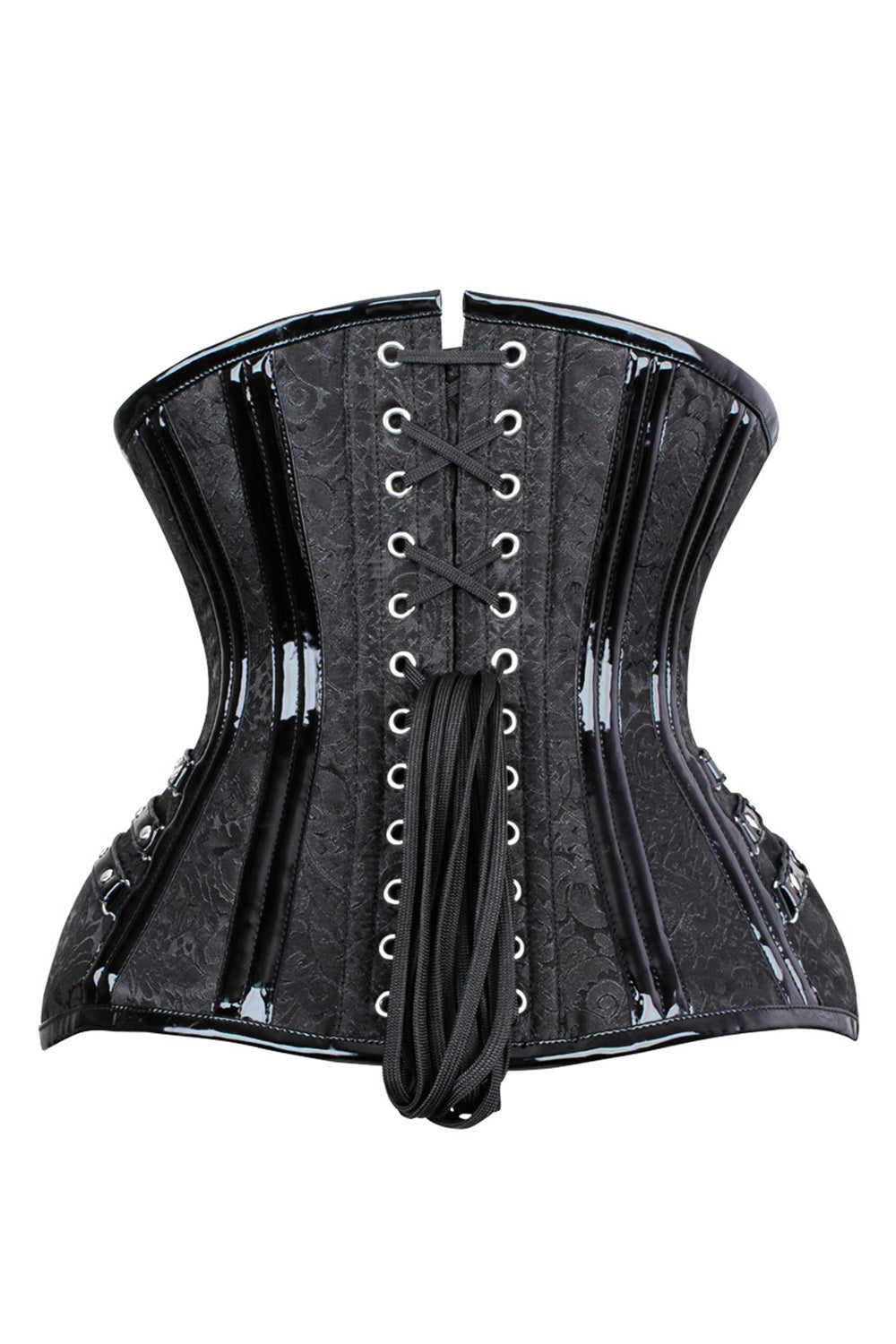 IVY Curvy Underbust Waist-Training Corset in Black Brocade - back view