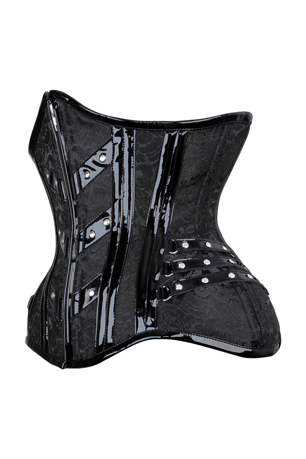 IVY Curvy Underbust Waist-Training Corset in Black Brocade - side view