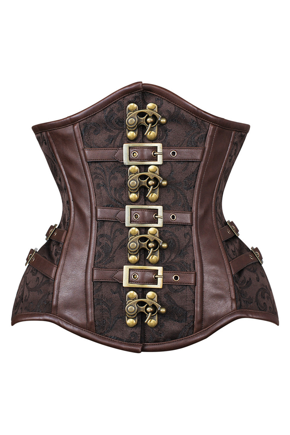 IVY Curvy Underbust Waist-Training Corset in Brown Brocade - front view