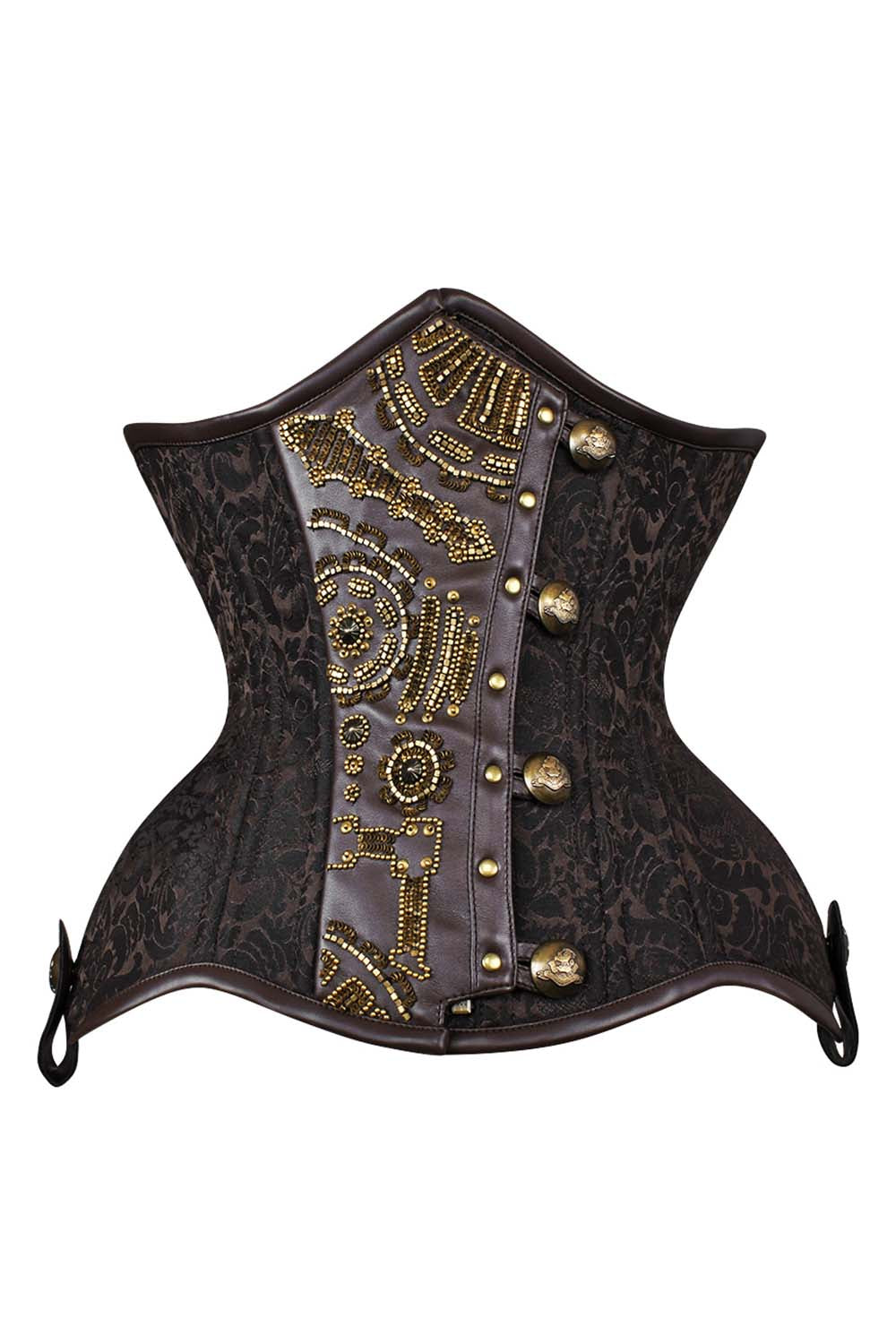 IVY Curvy Underbust Waist-Training Corset in Brown Brocade - front view