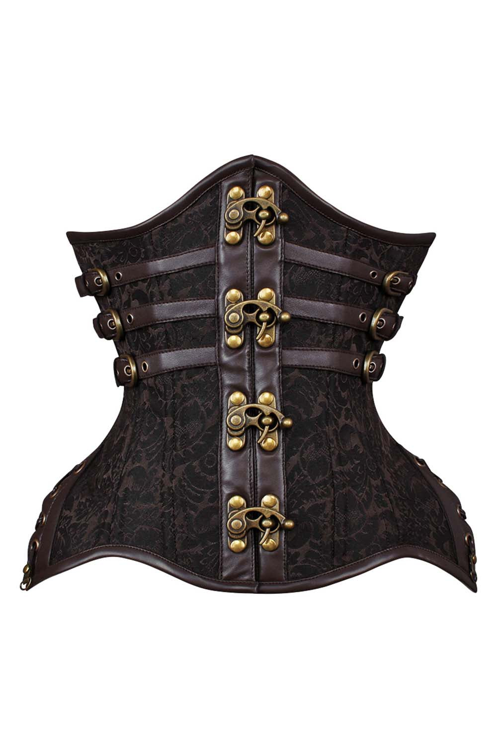 IVY Curvy Underbust Waist-Training Corset in Brown Brocade - front view
