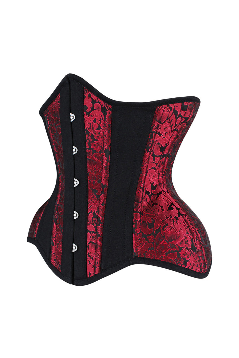 IVY Curvy Underbust Waist-Training Corset in Maroon & Black Brocade - side view