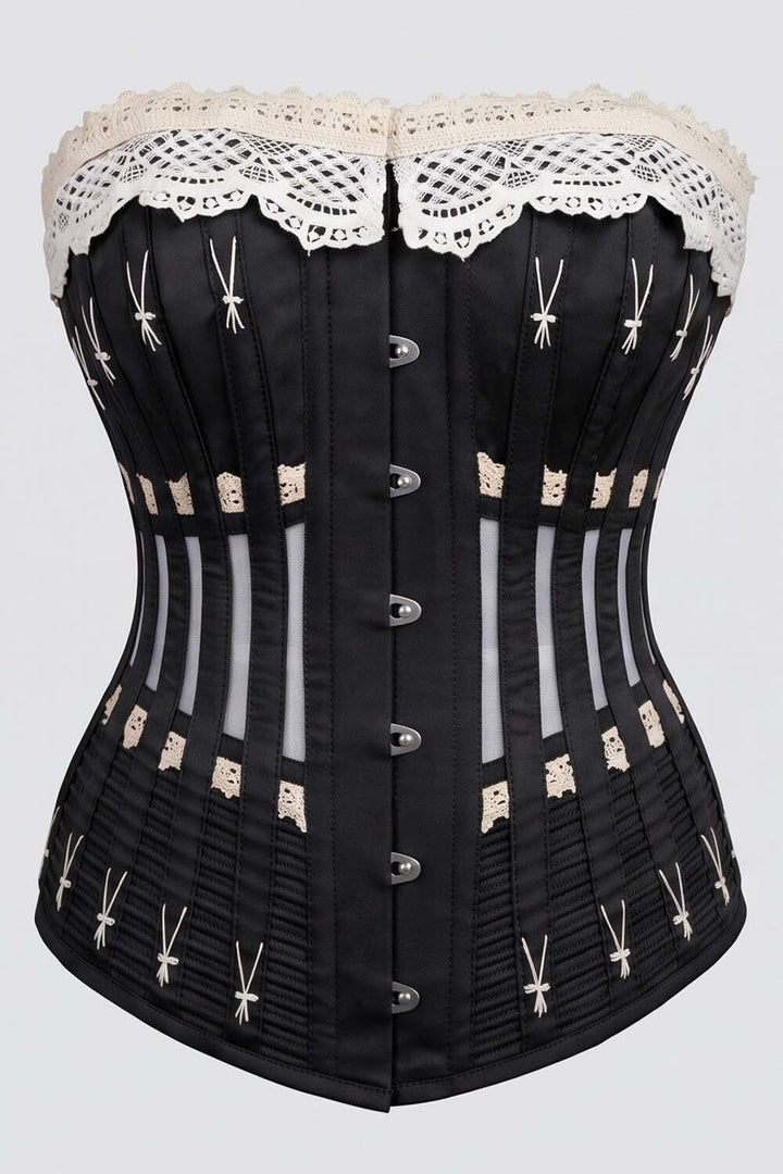 CORDELIA Victorian Overbust Corset in Butter Nude by Luxe Noir — front view